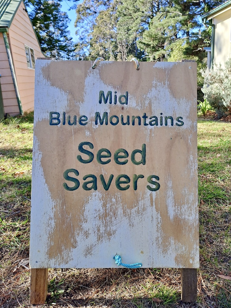 mid blue mountains seed savers sign