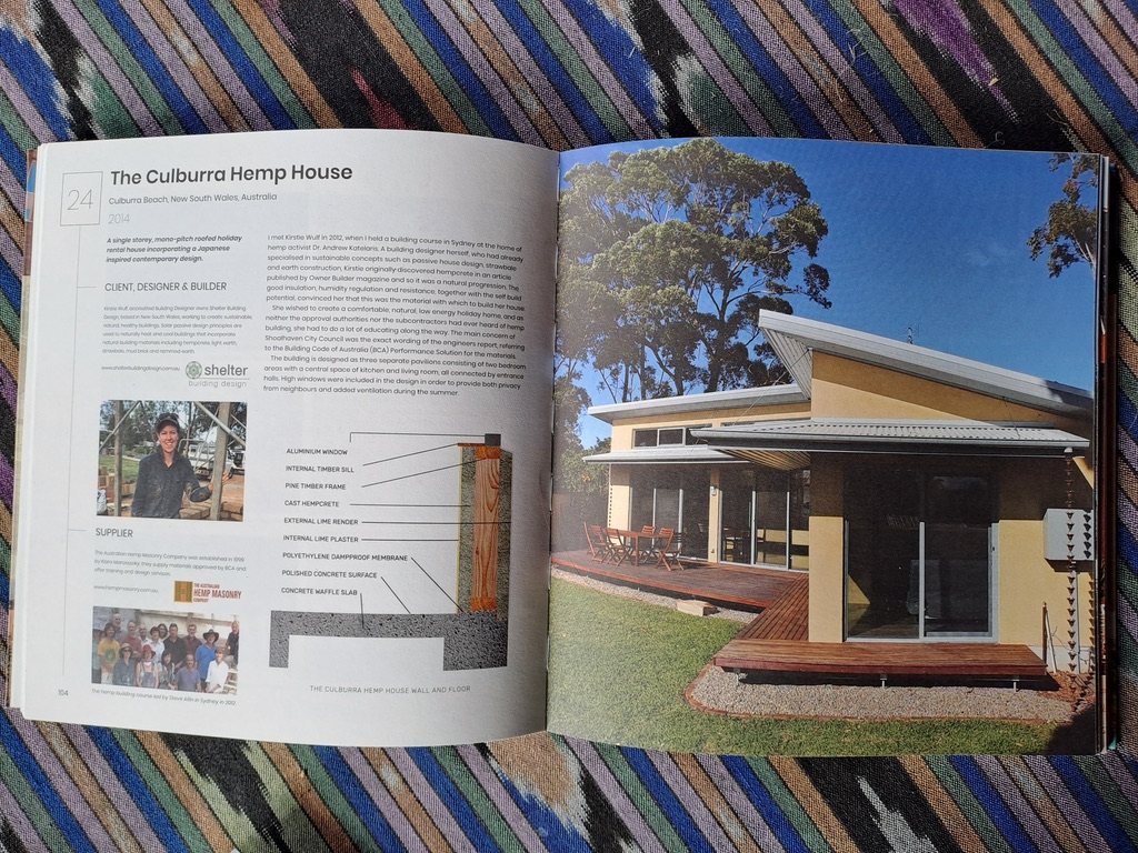 Kirstie’s Culburra Hemp House as displayed in “Hemp Buildings - 50 International Case Studies”