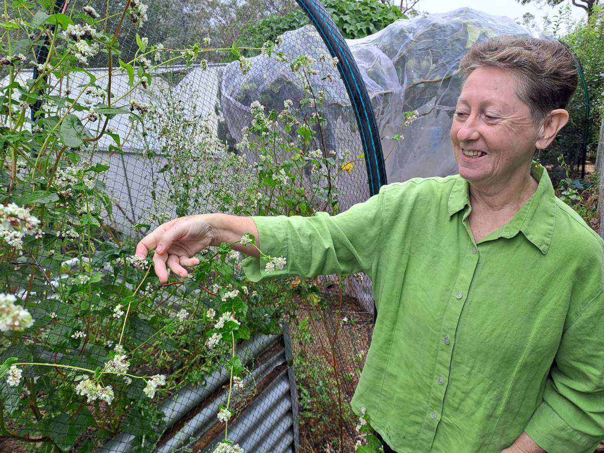 Kris Newton in her garden